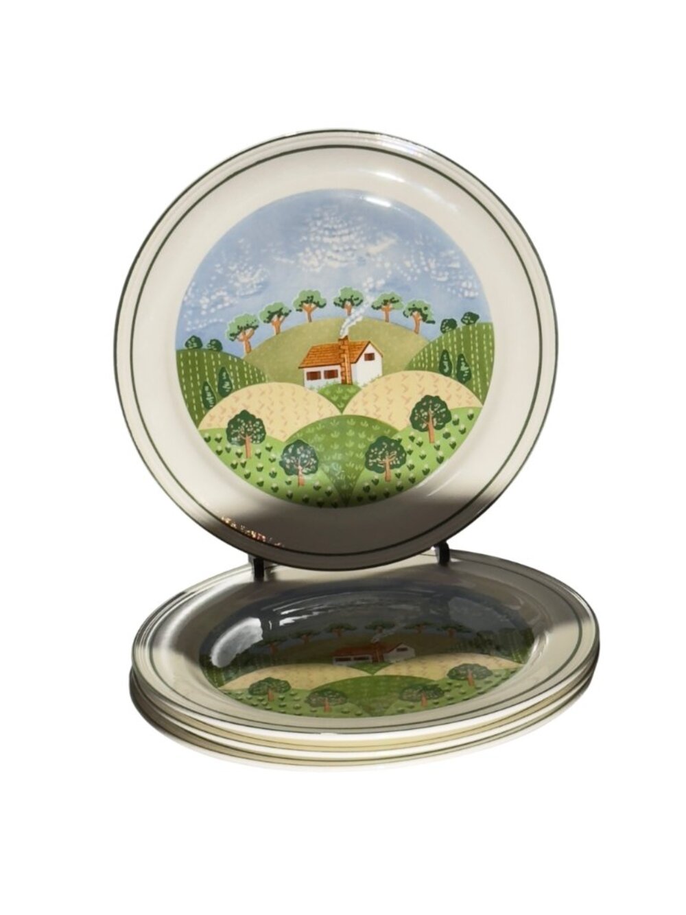Sangostone Country Cottage Stoneware Bread Plate Set 7.5" Dia. Set of 4 - Picture 4 of 10